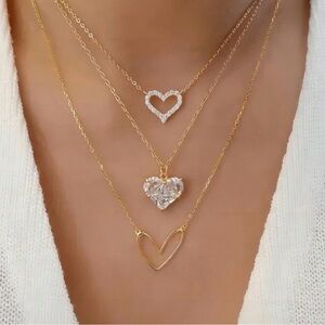 Elegant Gold Heart Necklace Set